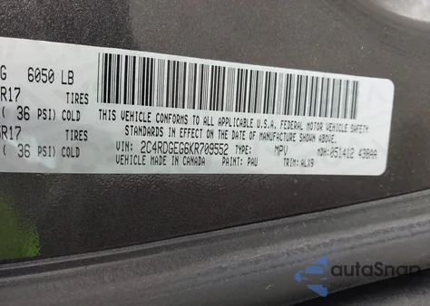 2019 Dodge Grand Caravan Gt from USA, damaged, VIN 2C4RDGEG6KR709552